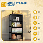 DWVO Storage Tower with 4 Drawers - Fabric Dresser, Organizer Unit for Bedroom, Living Room, Closets - Sturdy Steel Frame, Easy Pull Fabric Bins & Wooden Top