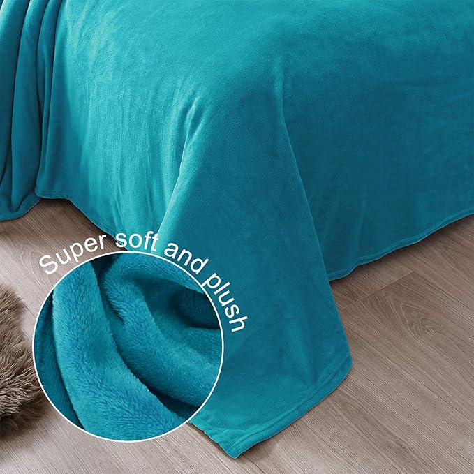 Exclusivo Mezcla Fleece Blanket Twin Size for Bed, Super Soft and Warm, All Season Use, Cozy, Plush, Lightweight, 90x66 Inches, Teal