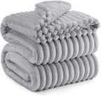 Bedsure GentleSoft King Size Blanket for Bed - Cozy Soft Blankets for Women, Cute Large Fleece Throws for Girls, Light Grey, 108x90 Inches