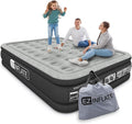 EZ INFLATE Air Mattress with Built in Pump - King Size Double-High Inflatable Mattress with Flocked Top - Easy Inflate, Waterproof, Portable Blow Up Bed for Camping & Travel