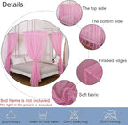 Akiky Bed Canopy Panels Canopy Bed Curtains with Lights for Girls Boys Adults,Home Decoration Set of 8 Panels (Full/Queen, Pink)