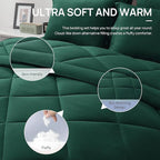 Love's cabin Twin XL Comforter Set Dark Green, 5 Pieces Twin XL Bed in a Bag, All Season Bedding Sets with 1 Comforter, 1 Flat Sheet, 1 Fitted Sheet, 1 Pillowcase and 1 Pillow Sham