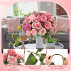 Geosar 16 Bundles Artificial Peonies Flowers Fake Silk Peony Bouquet Faux Peonies Flowers Bulk for Decoration Vase Floral Arrangements Wedding Party Table (Pink Lavender)