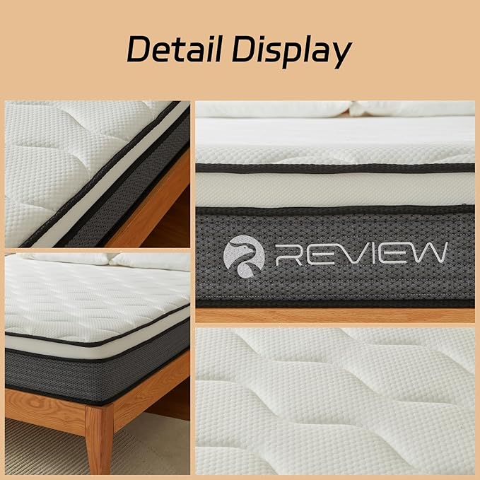 Review Queen Mattresses, 10 Inch Queen Size Mattress in a Box,Memory Foam Hybrid Mattress,with Individual Pocket Spring for Motion Isolation & Silent Sleep, Pressure Relief, Plush Firmness