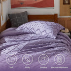 Bedsure Twin Comforter Set - Grayish Purple Boho Twin Comforter, Shabby Chic Dorm Bedding Set for Kids, 2 Pieces Modern Farmhouse Bed Set, Includes 1 Pillow Sham