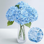 Waipfaru 21" Real Touch Blue Hydrangea Artificial Flowers with Long Stem & Leaves, Full Latex Faux Hydrangea Flowers for Home Decor Party Floral Arrangements Wedding Bouquets Centerpieces, 4Pcs