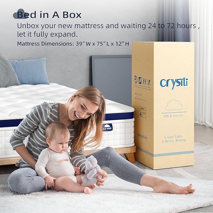 Twin Mattress 12 Inch - Hybrid Mattress Bed in a Box, Medium Firm Support, Pressure & Pain Relief for All Sleepers, CertiPUR-US Certified, Fiberglass-free, Reinforced Edge Support, Motion Isolation