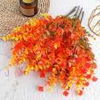 AGIRL 12 Bundles Artificial Fall Flowers Outdoor Indoor Decoration,No Fade Autumn Fake Plastic Plants with Eucalyptus Leaves,Faux Mums for Thanksgiving Garden Front Door Porch Patio Fall Decor