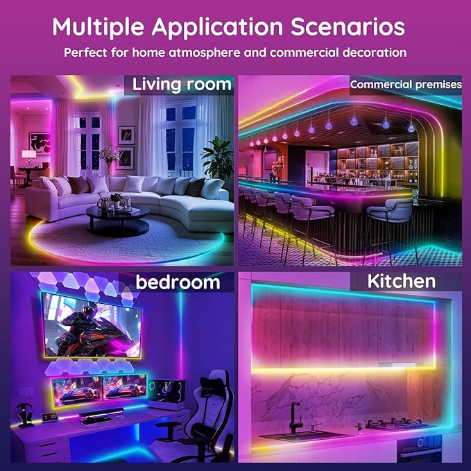120Ft Led Rope Lights, Flexible Neon Lights Control with App/Remote, Multiple Modes, IP65 Outdoor RGB Waterproof, Music Sync Gaming Light Strip for Bedroom Decor
