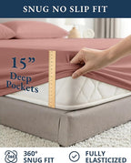 LANE LINEN 100% Organic Cotton Full Sheets Set, 4-Piece Pure Organic Cotton Percale Sheets, Long Staple Cotton Sheet, Ultra Soft Bedding Sheets, Breathable,Fits Mattress Upto 15" Deep - Rose Dawn