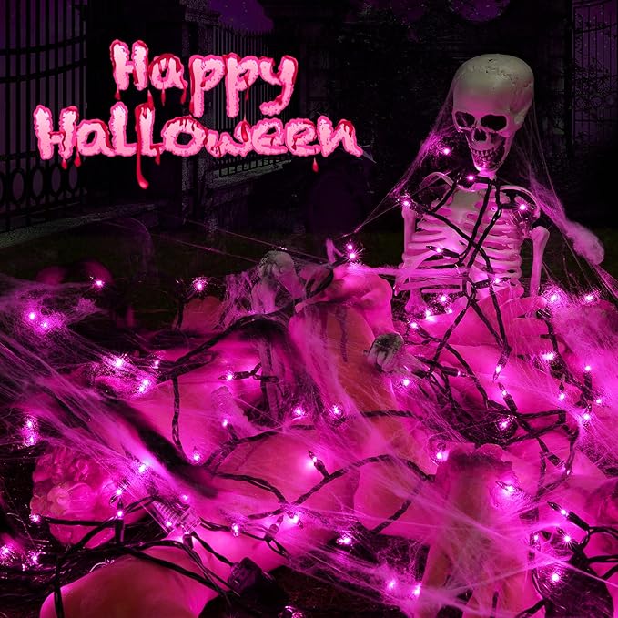 Toodour Purple Halloween Lights, 12.5ft 50 Count Incandescent Halloween String Lights, UL Certified Connectable Mini Bulbs String Lights for Home, Garden, Porch, Yard, Patio, Party, Indoor Decoration