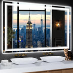 48"x30" LED Bathroom Mirror with Anti-Fog, Stepless Dimmable Lights, 3 Color Modes, Shatter-Proof Tempered Glass, Memory Function & Waterproof Design