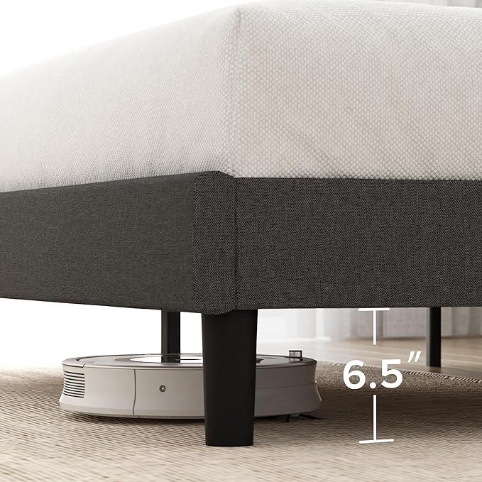 ZINUS Full Maya Upholstered Bed Frame with Asymmetric Headboard, Durable Wooden Slats, Sturdy Framework, Noise Free Sleep, No Box Spring Needed, Easy Assembly, Eco Friendly Packaging, Dark Grey