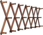 WEBI Accordion Wall Hanger,Expandable Wooden Coat Rack Wall Mounted,Accordion Hat Rack for Wall,Accordion Hook Rack for Hats,Caps,20 Peg Hooks,Walnut Color
