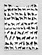 Ambesonne Dog Lover Tapestry, Silhouettes of Different Breeds of Dogs Chow Chow Shepherd Pinscher Spaniel, Wall Hanging for Bedroom Living Room Dorm Decor, 60" X 80", Black White