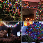 BrizLabs Christmas Lights Multicolor, 2 Pack 17.94ft 50 LED Christmas String Lights, Battery Xmas Tree Light Outdoor/Indoor, Green Wire 8 Modes Mini Xmas Light for Holiday Tree Wreath Lawn Party Decor