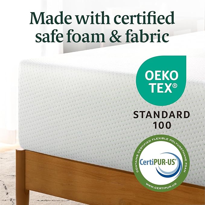 ZINUS 12 Inch Twin Green Tea Memory Foam Mattress [New Version], Fiberglass free, Medium Firm Feel, Zoned Pressure Relief, Certified Safe Foams & Fabric, Mattress in A Box