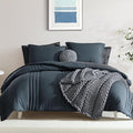 Monbix Full Size Comforter Set - 7 Pieces Blue Grey Bed in a Bag Full Size Bedding Sets with Comforters, All Seasons Comforter with Sheets,Pillowcases & Shams