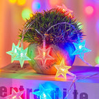 Minetom Star String Lights Battery Operated - 2 Pack 17 ft 50 LED Star Fairy String Lights with Timer, Waterproof for Indoor Bedroom Tent Loft Bed Patio Party Wedding Decor, Multi-Color