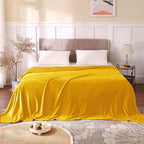 BEDELITE Fleece Blankets Queen Size Yellow Throw Blankets for Bed, Luxury Plush Cozy Fuzzy Blanket 90x90 inches, Super Soft Warm Lightweight Throw Blanket All Seasons Suitable