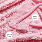Tuddrom Decorative Extra Soft Faux Fur Blanket Twin Size 70" x 78",Solid Reversible Fuzzy Fluffy Cozy Plush Fleece Comfy Microfiber Fur Blanket for Couch Sofa Bed,Pink