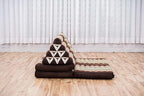 Leewadee 3-Fold Mat XXL with Triangle Cushion – Firm TV Pillow, Foldable Mattress with Cushion Made of Kapok, 67 x 31 inches, Brown