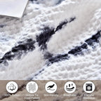 PHF 100% Cotton Tie-dye Waffle Weave Blanket King,Soft Breathable Skin-Friendly Durable Layering for All Season, Manual Elegant Delicate Pattern for Bed, Home Decor, Couch,Tie Dyed Charcoal, 104x90