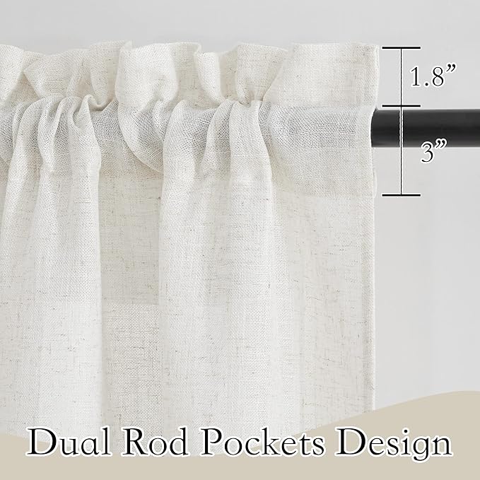 RYB HOME Thick Linen Curtains 63 inch Length for Dining Room Doorway, Light Filtering Soft Textured Privacy Machine Washable Boho Farmhouse Window Treatments, W 42 x L 63 inches, Linen, 2 Panels