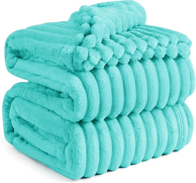 Bedsure GentleSoft Blue Queen Blanket for Bed - Cozy Soft Blankets for Women, Cute Small Fleece Throws for Girls, Birthday Gifts for Women Decor Gifts for Mom, Blue Fog, 90x90 Inches