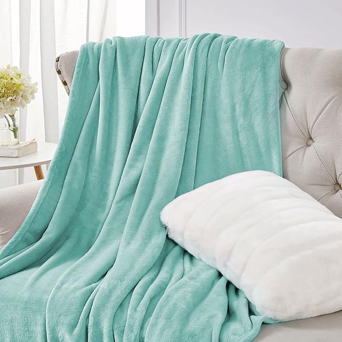 Walensee Fleece Blanket Plush Throw Fuzzy Lightweight (Twin Size 60x80 Light Blue) Super Soft Microfiber Flannel Blankets for Couch, Bed, Sofa Ultra Luxurious Warm and Cozy for All Seasons