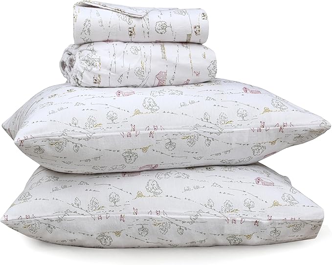 RUVANTI Flannel Sheets Queen Size - 100% Cotton Double Brushed Bed Sheets, Deep Pockets 16 Inches Queen Sheet Set, All Seasons Breathable & Extra Soft - Warm & Cozy, 4 Piece, Rustic Homestead
