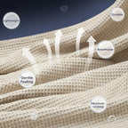 PHF 100% Cotton Waffle Weave Blanket Queen Size for Bed,Snag Proof Lightweight Breathable Moisture-Wicking Throw for Couch,Great for Layering in Cold Weather,Machine Washable, Home Decor Gift-Linen