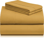 LuxClub 4 PC California King Sheet Set, Breathable Luxury Bed Sheets, Deep Pockets Wrinkle Free Cooling Sheets Machine Washable Hotel Bedding Silky Soft - Medallion Gold Cal King