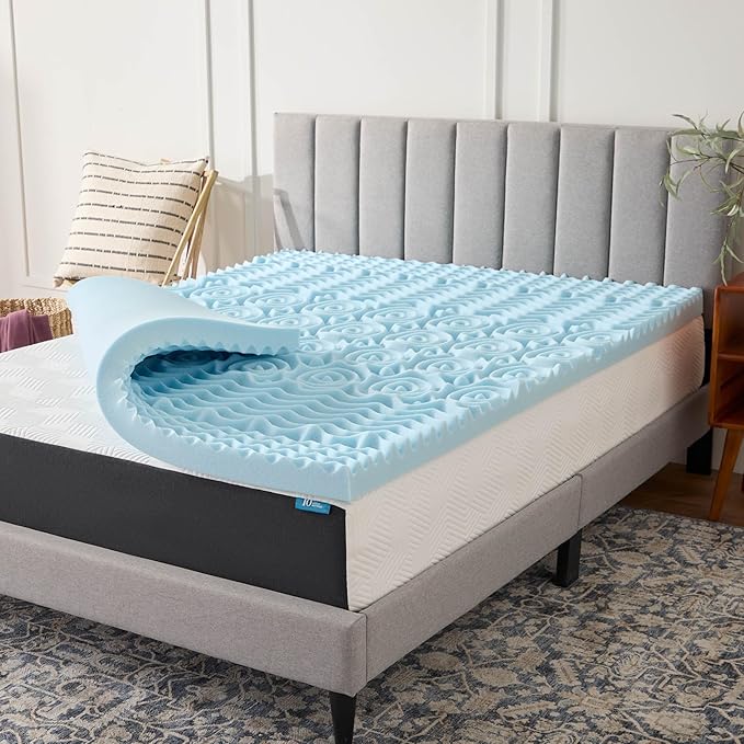 LUCID Gel Infused Memory Foam Mattress Topper – 3 Inch Mattress Topper – 5 Comfort Zones Relieve Pressure – CertiPUR-US Certified Foam - California King