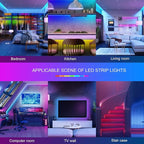 130ft Led Lights For Bedroom (2 Rolls of 65ft), Led Strip Lights Music Sync Color Changing, Led Light Strip With Remote & App Control Rgb Strip, Led Lights For Room Dorm Home Classroom Ceiling Decor