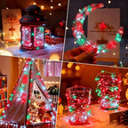 ZNYCYE 10 Pack Fairy Lights Battery Operated, 10 Ft 30 LED Fairy Lights with Timer, 8 Modes Christmas Lights, Waterproof for Indoor DIY Christmas Decorations(Red Green White)
