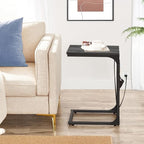 TUTOTAK C Shaped End Table with Charging Station, Side Table for Sofa, Couch Table with Storage Bag, TV Tray Table with 2 USB Ports and Outlets for Living Room, Bedroom, TB01BY024