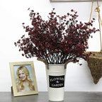 JAKY-Global Babys Breath Silk Burgundy Artificial Flowers 12 Bundle Fake Plants Farmhouse Decor Fall Stems Decoration Bouquets for DIY Home Garden (Burgundy Than Red)