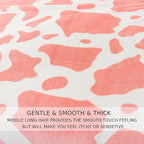 Flannel Cow Print Blanket Travel Size - Premium Lightweight Anti-Static Super Soft Cow Blankets, Lightweight Microfiber Winter Warm Cow Print Throw Blanket 50" x 60"(Pink Cow)