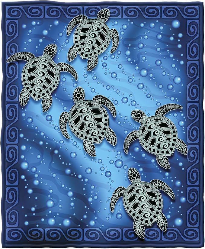 Dawhud Direct Sea Turtle Fleece Blanket for Bed, 50x60 Inches Super Soft Plush Ocean Blanket - Queen Size