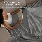 PHF 100% Cotton Waffle Weave Blanket King Size for Bed, Soft Lightweight & Breathable, All-Season Comfort, Luxury Aesthetic Woven Bedding for Home Decor, 108"x90", Dark Grey