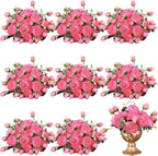 Hoteam 24 Bundles Artificial Peonies Flowers Wedding Faux Flowers Silk Peony Bouquet Bulk Bride Fake Florals Arrangements for Table Centerpieces Wedding Party Vase Decor (Hot Pink)