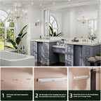 Hasipu Brushed Silver Bathroom Mirror 63x35 Inch Rounded Rectangle Vanity Mirror Metal Framed Wall Mirrors Anti-Rust Surface Mount (Hangs Horizontal or Vertical)