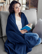 Utopia Bedding Fleece Blanket Throw Size Navy 300GSM Luxury Anti-Static Fuzzy Soft Microfiber Blanket for Couch, Sofa and Bed (60x50 Inch)
