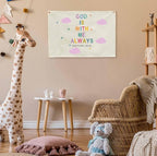 Christian Bible Verse Scripture Rectangular Banner Flag Wall Sign Decor Gift for Baby Girls-Nursery Baby Room Bedroom Decor-Baby,Shower Birthday Christmas Gift-God Is with Me Always