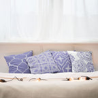 Ambesonne Vintage Throw Pillow Cushion Case Pack of 4, Monochrome Design Grid Trellis Quatrefoil Mesh and Dahlia Flowers Modern Print, Modern Accent Double-Sided Digital Printing, 18", Lavender White