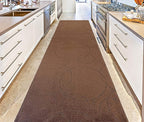 Custom Size Modern Geometric Pattern Carpet Runner Rug for Hallways, Slip Resistant Latex Rubber Backed, 31 inch Wide X Customized Length, Circles Brown, 31 inch X 25 feet