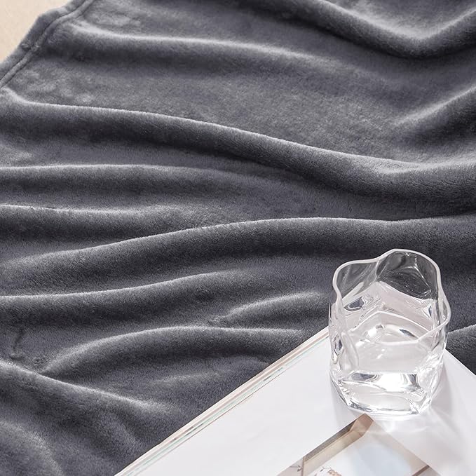 Exclusivo Mezcla Fleece Throw Blanket for Couch, Sofa, 300GSM Super Soft and Warm Blankets, Dark Grey Throw All Season Use, Cozy, Plush, Lightweight, 50x60 Inches