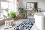 Custom Length Cut to Size Retro Modern Coastal Carpet Runner Rug for Hallways, Non Slip Rubber Backed, 31 inch Wide X Customized Length, Geo Blue, 31 inch X 15 feet