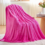 NEWCOSPLAY Super Soft Twin Blanket Hot Pink Premium Silky Flannel Fleece Leaves Pattern Lightweight Bed Blanket All Season Use (Hot Pink, Twin(60"x80"))